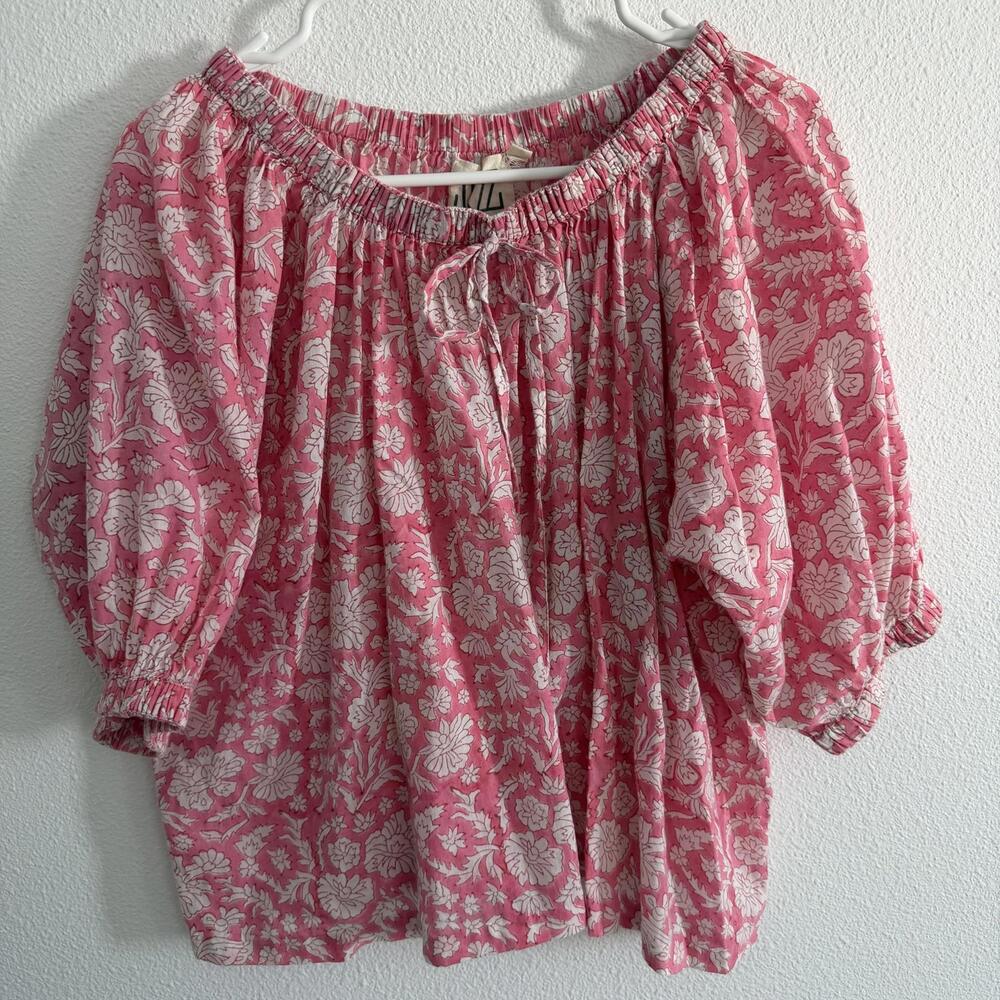 SZ Blockprints X J Crew Gathered Top in Nila Blockprint Size S